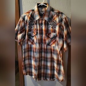 Mens short sleeve snap Western shirt
